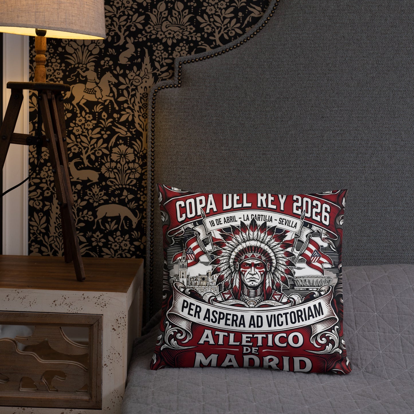 Cojín Decorativo Copa del Rey 2026 Atlético - 45x45 cms. - Nunca dejes de creer 09