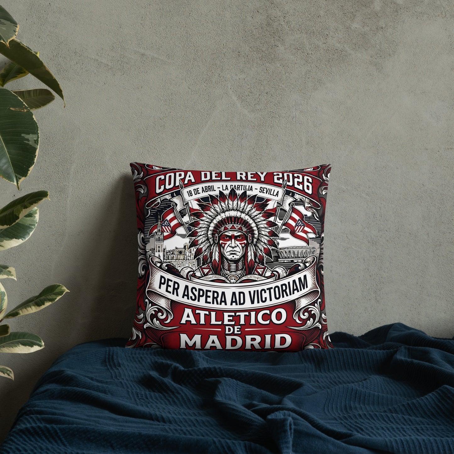 Cojín Decorativo Copa del Rey 2026 Atlético - 45x45 cms. - Nunca dejes de creer 09