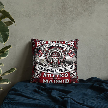 Cojín Decorativo Copa del Rey 2026 Atlético - 45x45 cms. - Nunca dejes de creer 09